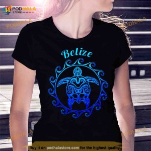 Belize Ocean Blue Tribal Turtle Shirt 2