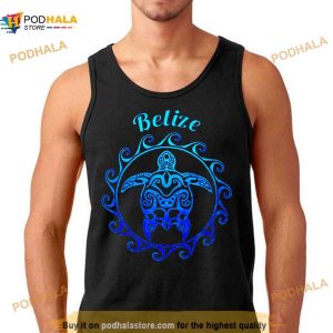 Belize Ocean Blue Tribal Turtle Shirt 3