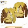 Belle Princess Brown Yellow Pattern Stripes 3D Funny Ugly Sweater