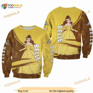 Belle Princess Brown Yellow Pattern Stripes 3D Funny Ugly Sweater