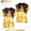 Belle Princess Yellow Bling Button Overalls Patterns Disney 3D Shirt