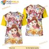 Belle Princess Yellow Button Overalls Patterns Disney 3D Shirt
