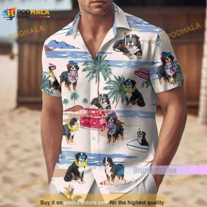Bernese Mountain Button Shirt For Men Women, Bernese Summer Shirt,