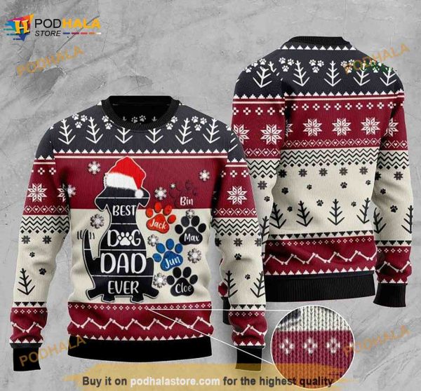 Best Dog Dad Ever 3D Christmas Ugly Sweater