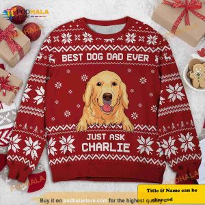 Best Dog Mom Dad Ever Personalized All Over Print Funny Ugly Sweater
