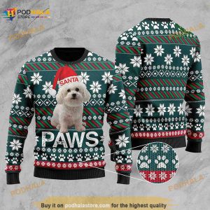 Bichon Frise Santa Printed 3D Christmas Ugly Sweater