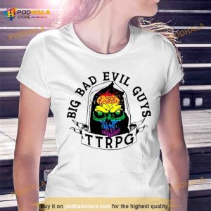 Big Bad Evil Guys Ttrpg Skull Pride Logo Shirt 3