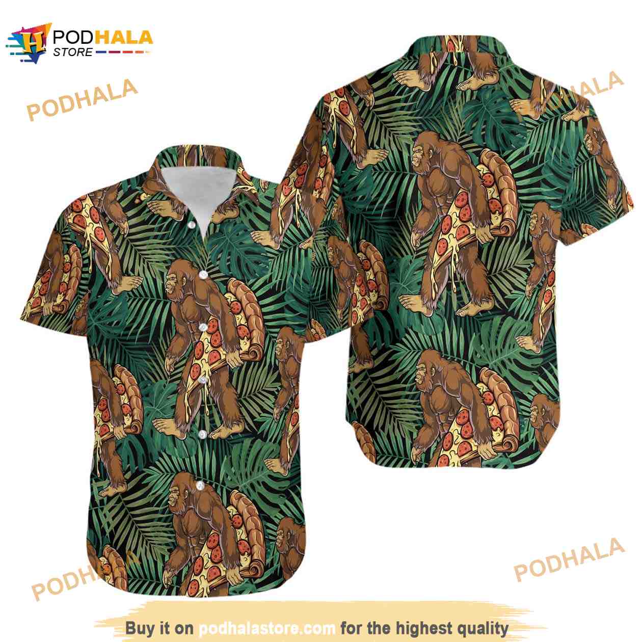 Bigfoot Like Pizza Camping Tropical Hawaiian Shirt, Button Up Aloha Shirt Bigfoot Like Pizza Camping Tropical Hawaiian Shirt, Button Up Aloha Shirt