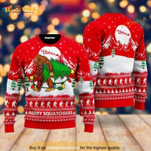 Bigfoot Mery Squatchmas 3D Christmas Funny Ugly Sweater