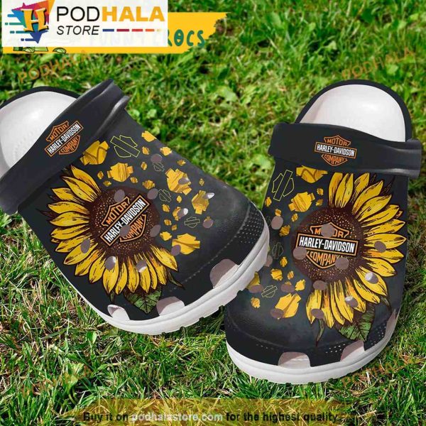 Biker Sunflower Gifts 3D Crocs Slippers, Funny Crocs