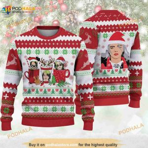 Billie Eilish Christmas Funny Ugly Sweater, Christmas Knitted Funny Sweater