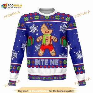 Bite Me Gingerbread Unisex Christmas 3D Ugly Sweater