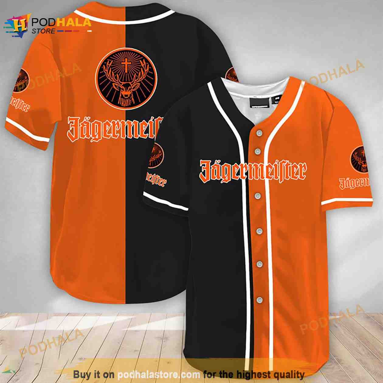 Black And Orange Split Jagermeister 3D Baseball Jersey - Bring Your Ideas,  Thoughts And Imaginations Into Reality Today
