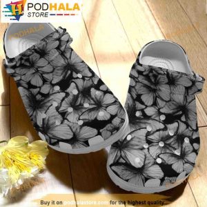 Black And White Butterfly 3D Crocs, Funny Crocs