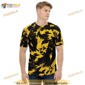 Black And Yellow Paint Splatter Unisex 3D Shirt