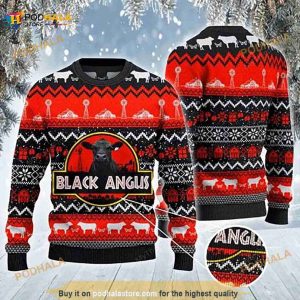 Black Angus Cow Cattle Christmas Ugly Sweater