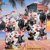 Black Angus Cow Tropical Hawaii Shirt, American Flag Cattle Hawaiian Shirt