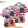 Black Angus In American Flag Pattern Tropical Flower Hawaiian Shirt, Funny 4th July Gift
