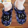 Black Cat And Purple Flower 3D Crocs, Funny Crocs
