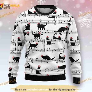 Black Cat Christmas Music Ugly Christmas Sweater
