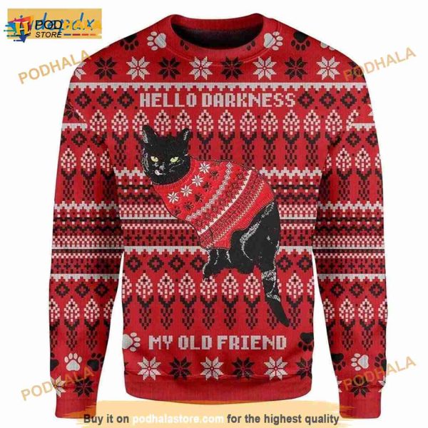 Black Cat Christmas Sweater, Perfect Xmas Gift For Cat Lovers