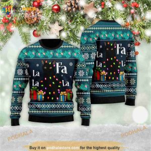 Black Cat Falalala Retro Christmas 3D Ugly Sweater