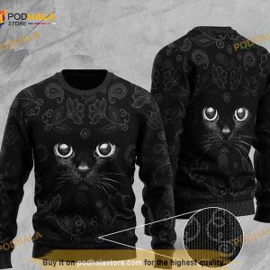 Black Cat Full Printing Ugly Sweater