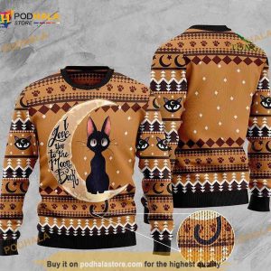 Black Cat I Love You To The Moon Ugly Sweater