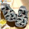 Black Cat In The Garden Floral 3D Crocs, Funny Crocs