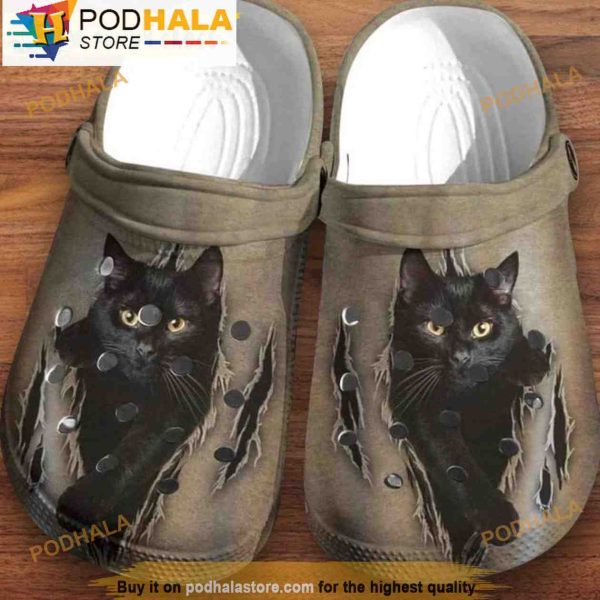 Black Cat Kitten Cat 3D Crocs, Funny Crocs