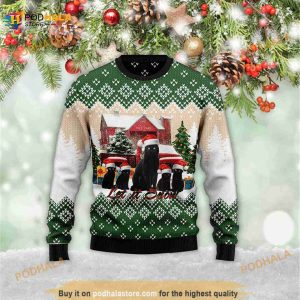Black Cat Let It Snow 3D Ugly Meowy Christmas 3D Ugly Sweater