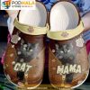 Black Cat Mama Leather Zipper Pattern 3D Crocs, Funny Crocs