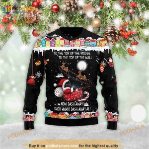 Black Cat Sleigh Christmas Xmas 3D Ugly Sweater