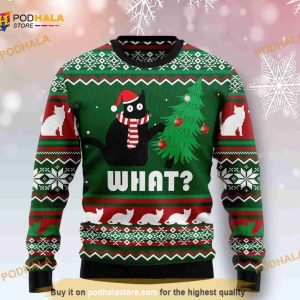 Black Cat What Christmas Ugly Sweater, Xmas Gift