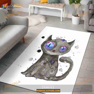 Black Cute Kitten Living Room Area Rug Room Rugs Floor Decor Home Decor