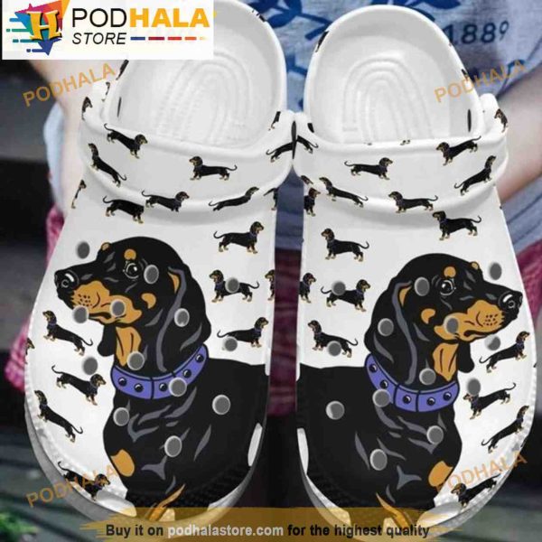 Black Dachshund Puppys Dog 3D Crocs, Funny Crocs