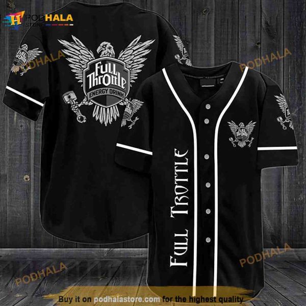 Black Full Throttle 3D Baseball Jersey
