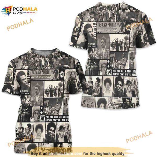 Black History Month Polyester 3D Shirt Black Panthers Huey Newton Bobby Seale Elbert Howard Angela