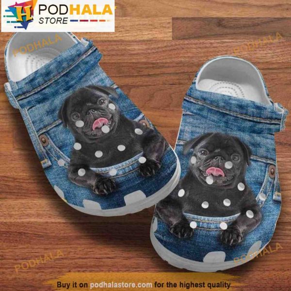 Black Pug Dog Crocs Shoes, Funny Crocs
