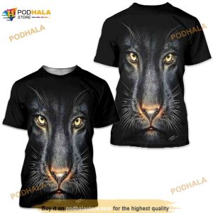 Black Puma's Head Glow In The Dark Front And Back Print Unisex 3D Shirt