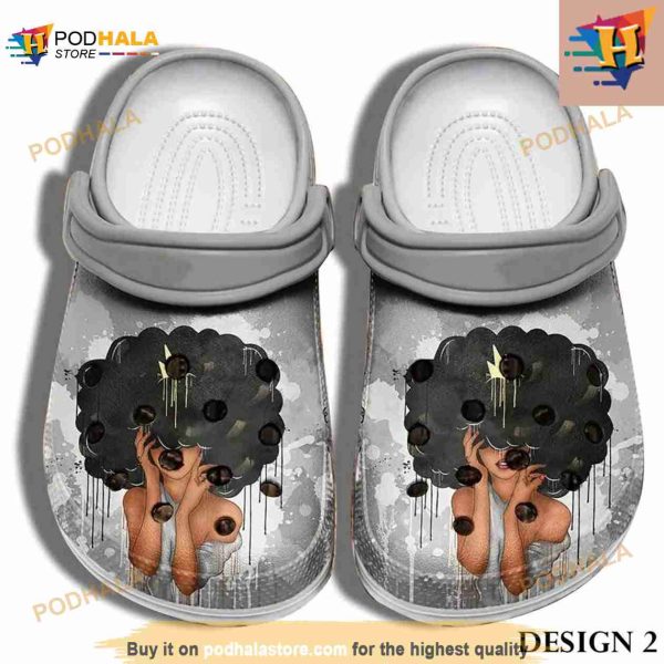 Black Queen Clogs For Black Mom Beautiful Hair Black Girl Crocs Clog Shoes