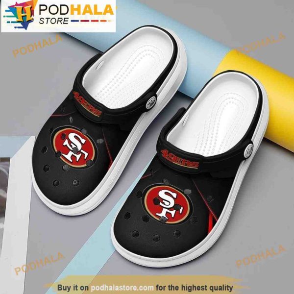 Black San Francisco 49ers 3D Crocs, Funny Crocs