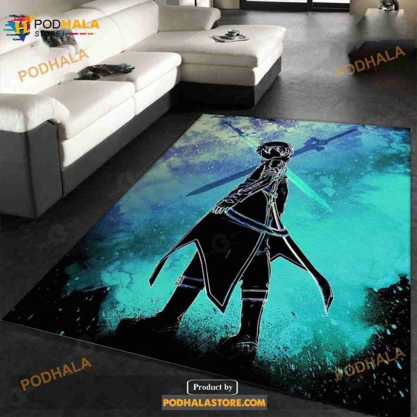 Black Swordsman Soul Area Rug Bedroom