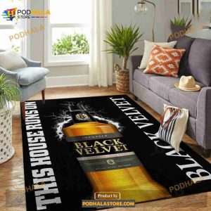 Black Velvet This House Runs On Rug Room Carpet Custom Area Floor Home Decor