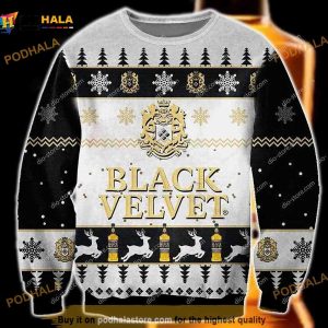 Black Velvet Whiskey 3D Christmas Ugly Sweater, Black Velvet Xmas