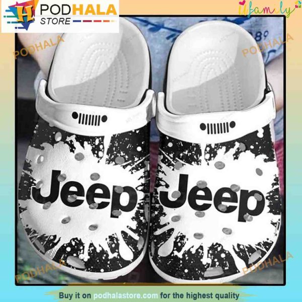 Black White Jeep 3D Crocs, Funny Crocs