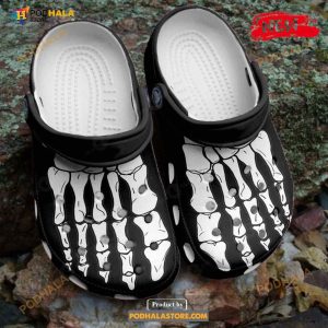 Black White Skeleton Foot For Man And Women Crocs Classic Clog Shoes