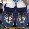 Black Wolf Red Rose 3D Crocs, Funny Crocs