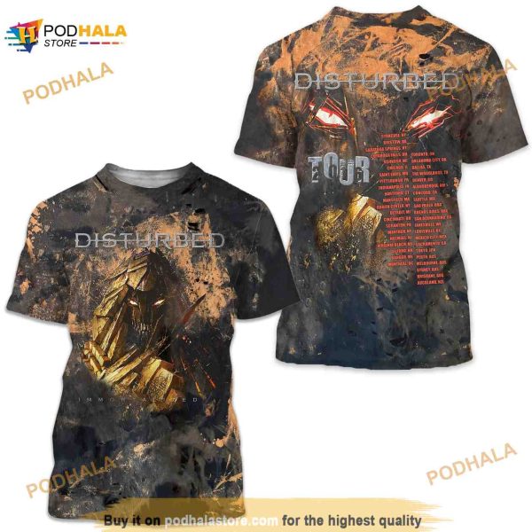 Bleached And Distressed Disturbed Tour Band 3D Shirt