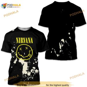 Bleached And Distressed Nirvana Grunge Band 3D Shirt